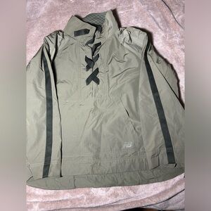 New Balance Olive Green Pullover Windbreaker with Black Trim